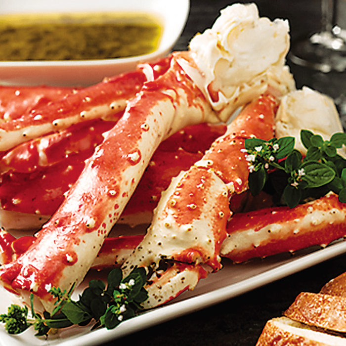 A jumbo-sized pre-split crab ready for cooking or serving.