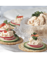 A container of smoked salmon spread.
