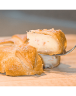 A delicious King Crab and Brie Pastry, golden brown and freshly baked.
Layers of French Brie cheese and Alaska King Crab meat