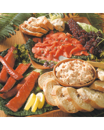 A variety of smoked meats presented in the Smokehouse Sampler product.