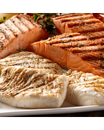 A combo pack of King Salmon, showcasing both fresh red King Salmon and White King Salmon