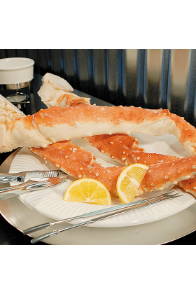 A display of the Super Jumbo King Crab Special, showcasing the largest king crab crab legs with a rich, vibrant color indicating freshness and high quality.